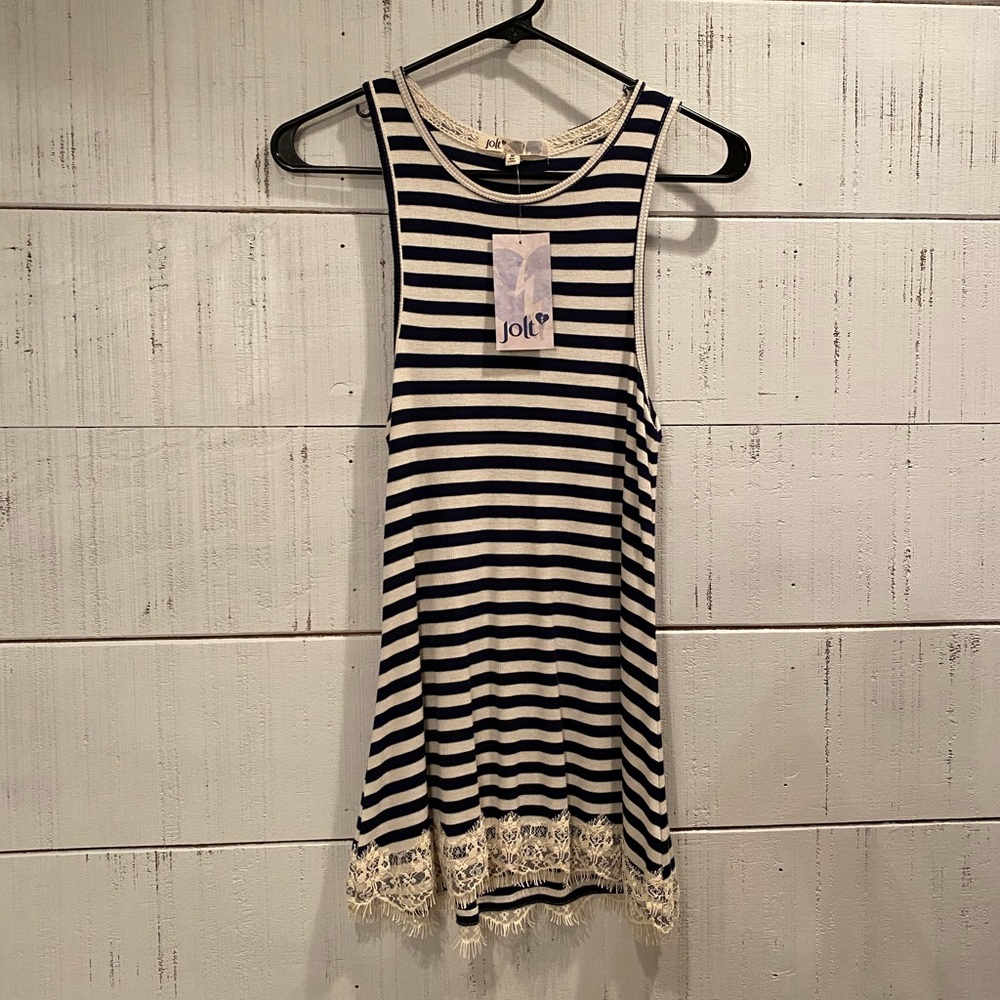 White and navy stripe tank top